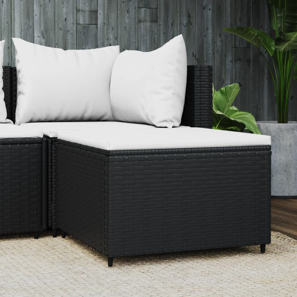 Voetensteun met kussen poly rattan zwart is nu te koop bij PeponiXL, paradijselijk wonen!