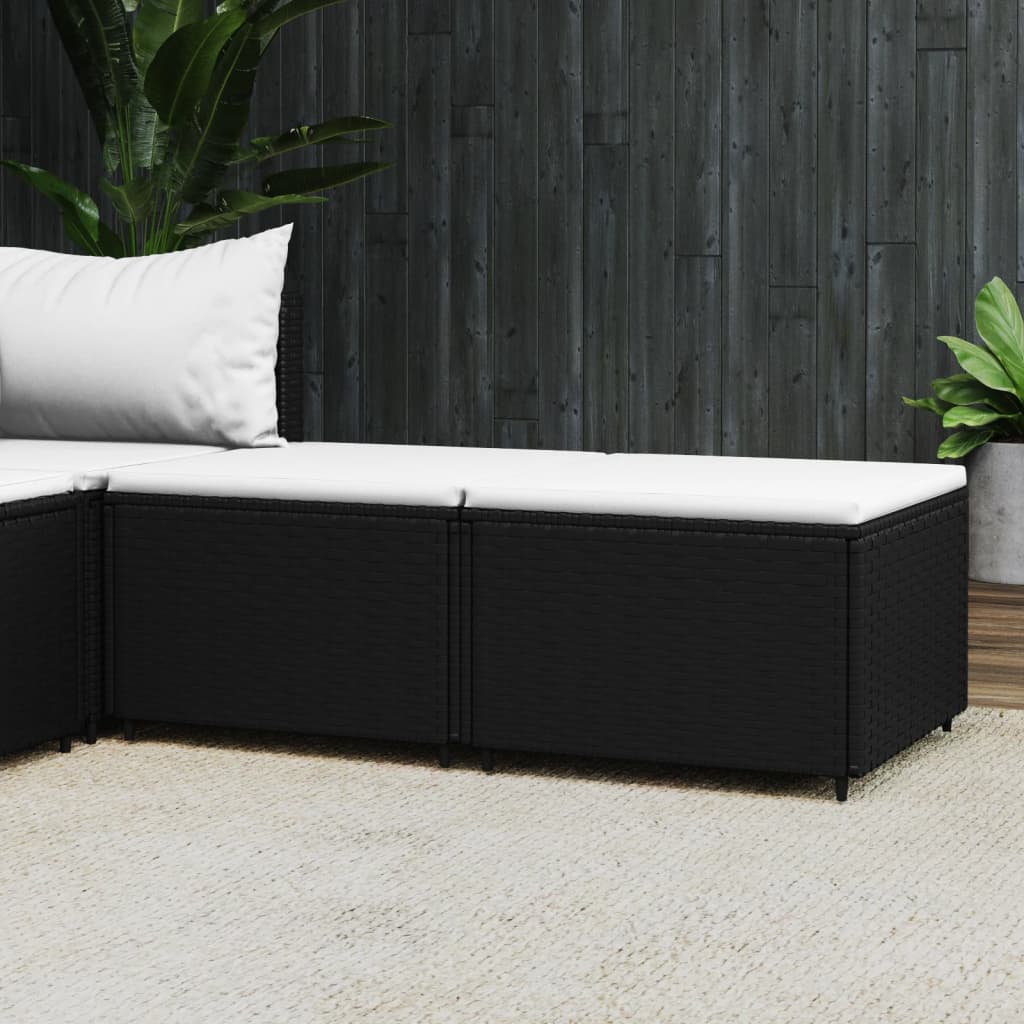 Voetensteunen 2 st met kussen poly rattan zwart is nu te koop bij PeponiXL, paradijselijk wonen!