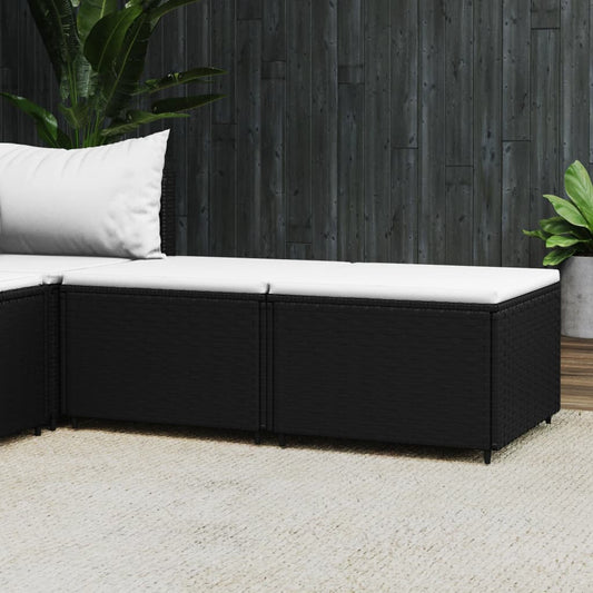 Voetensteunen 2 st met kussen poly rattan zwart is nu te koop bij PeponiXL, paradijselijk wonen!