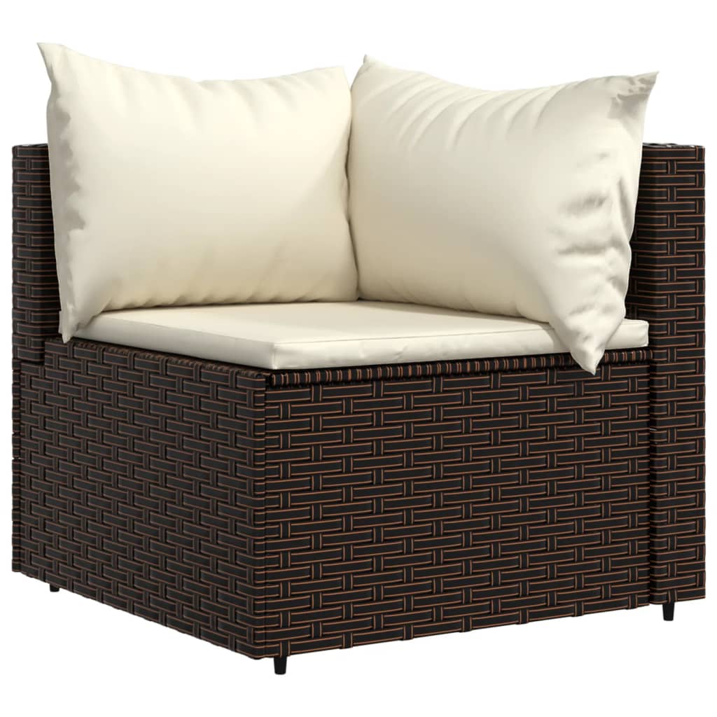 3-delige Loungeset met kussens poly rattan bruin is nu te koop bij PeponiXL, paradijselijk wonen!