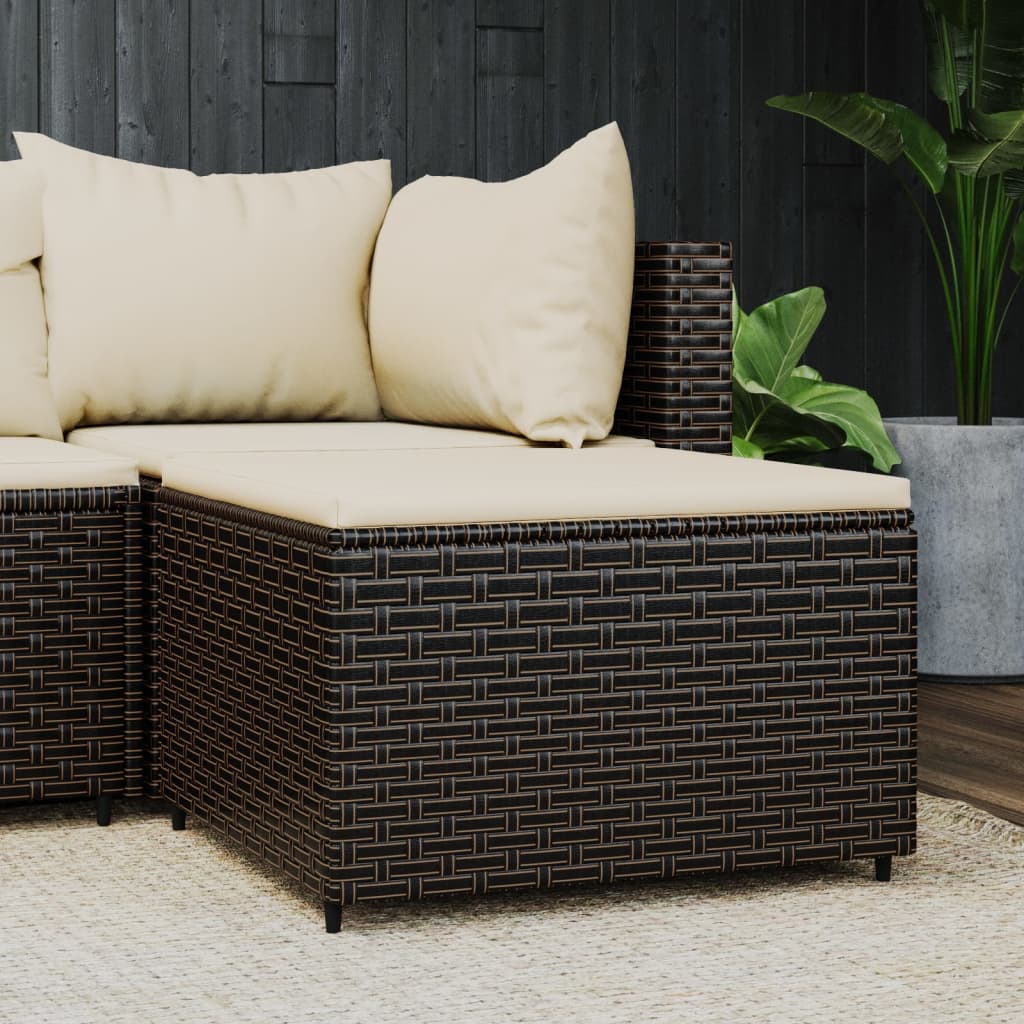 Voetensteun met kussen poly rattan bruin is nu te koop bij PeponiXL, paradijselijk wonen!