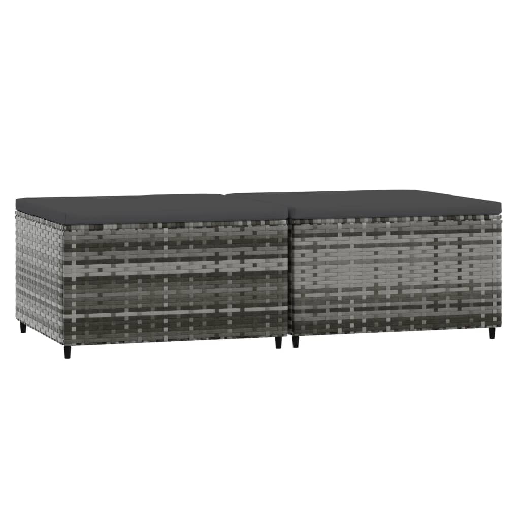 Voetensteunen 2 st met kussens poly rattan grijs is nu te koop bij PeponiXL, paradijselijk wonen!