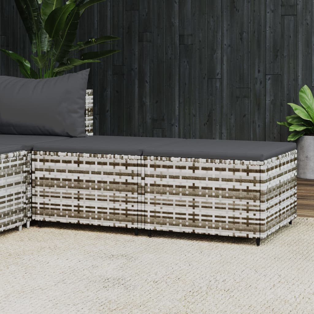 Voetensteunen 2 st met kussens poly rattan grijs is nu te koop bij PeponiXL, paradijselijk wonen!