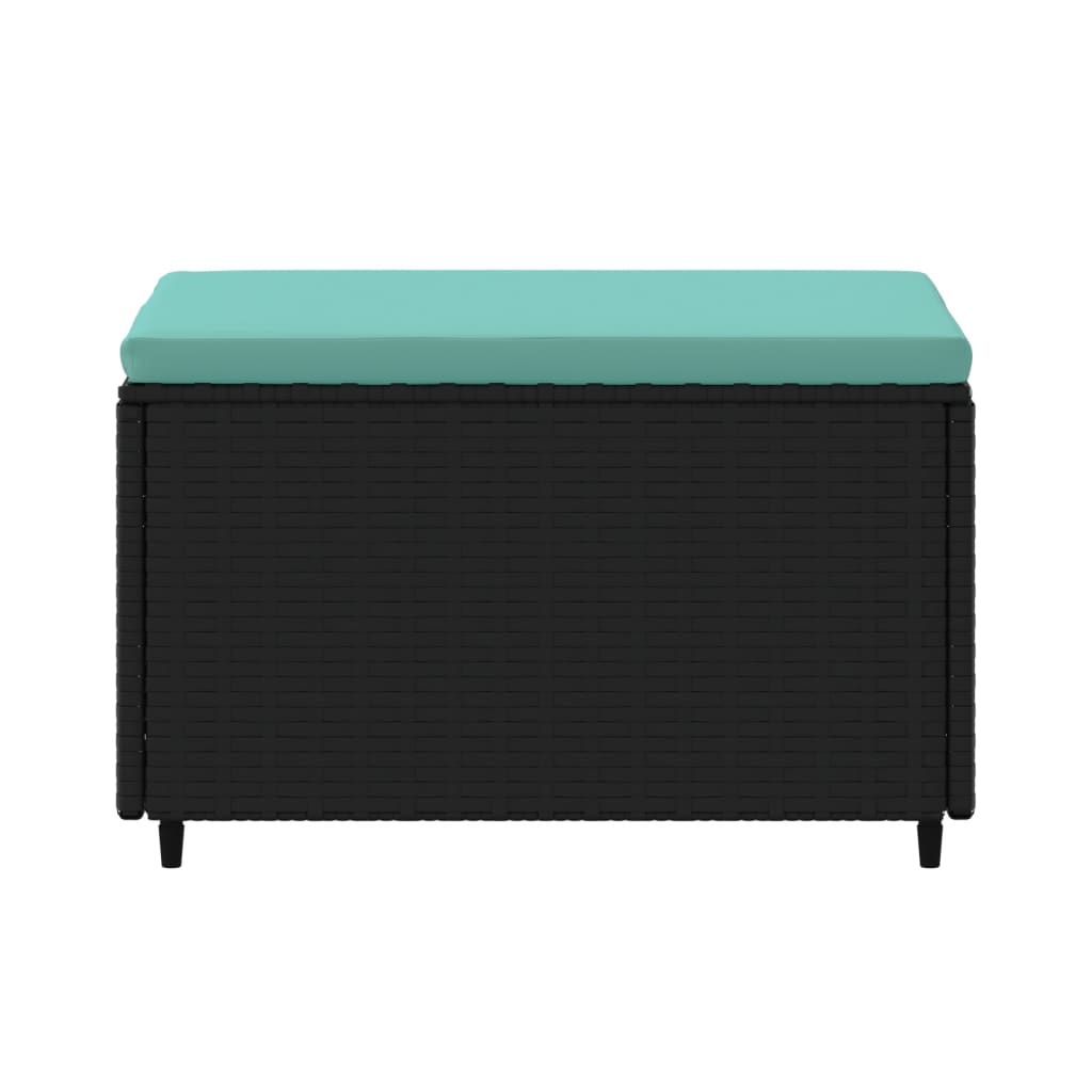 Voetensteunen 2 st met kussens poly rattan zwart is nu te koop bij PeponiXL, paradijselijk wonen!