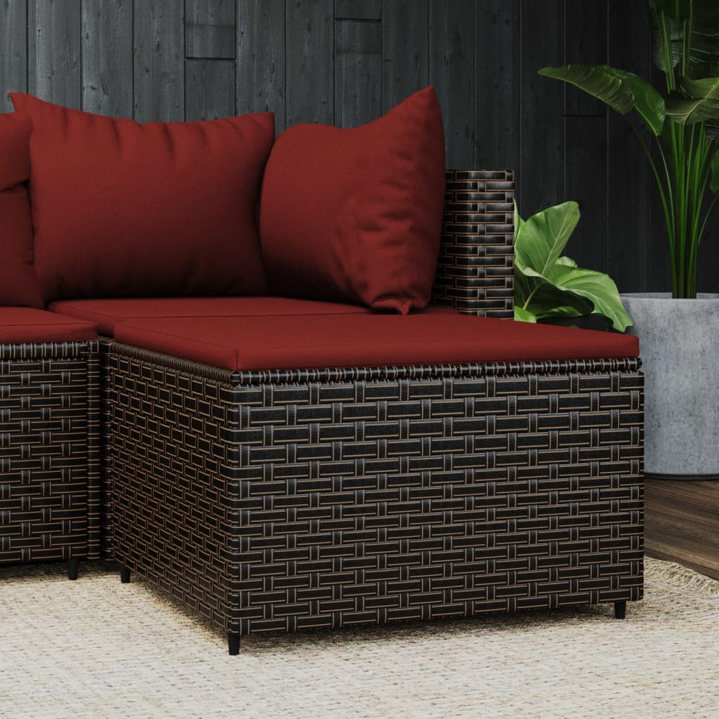 Voetensteun met kussen poly rattan bruin is nu te koop bij PeponiXL, paradijselijk wonen!