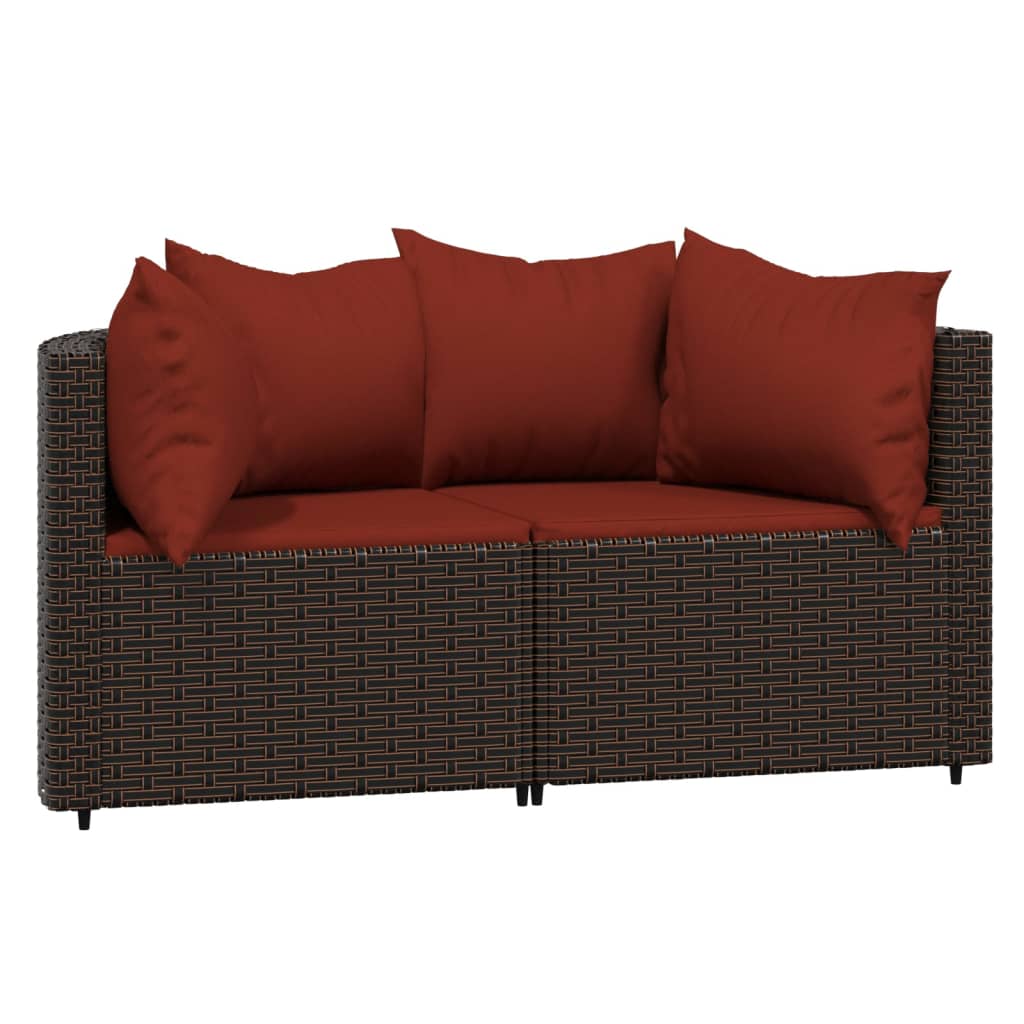 3-delige Loungeset met kussens poly rattan bruin is nu te koop bij PeponiXL, paradijselijk wonen!