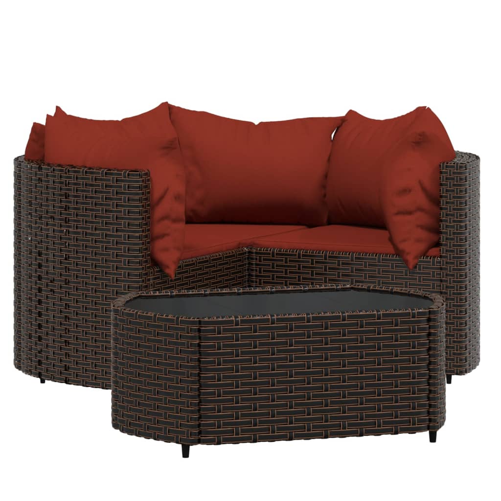 4-delige Loungeset met kussens poly rattan bruin is nu te koop bij PeponiXL, paradijselijk wonen!