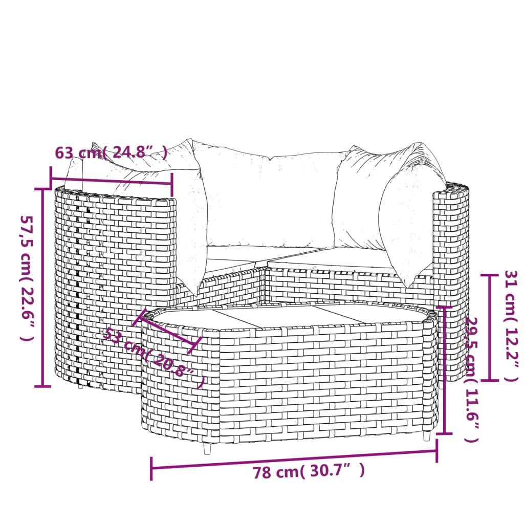 4-delige Loungeset met kussens poly rattan bruin is nu te koop bij PeponiXL, paradijselijk wonen!