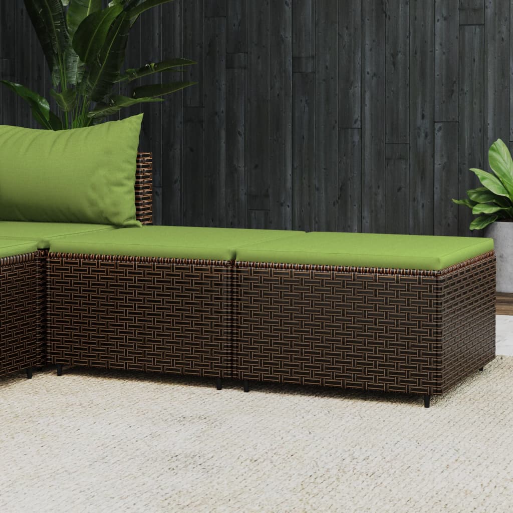 Voetensteunen 2 st met kussens poly rattan bruin is nu te koop bij PeponiXL, paradijselijk wonen!