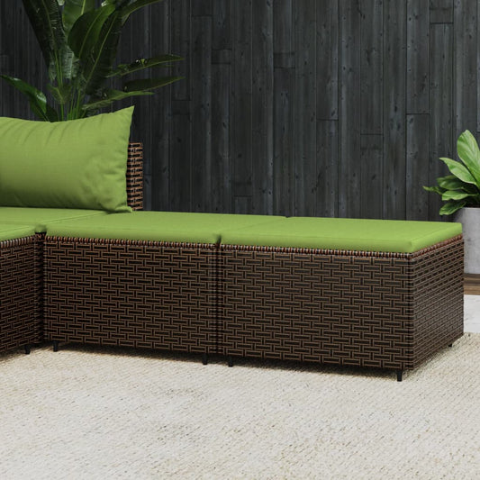 Voetensteunen 2 st met kussens poly rattan bruin is nu te koop bij PeponiXL, paradijselijk wonen!