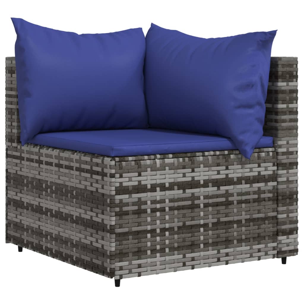 3-delige Loungeset met kussens poly rattan grijs is nu te koop bij PeponiXL, paradijselijk wonen!