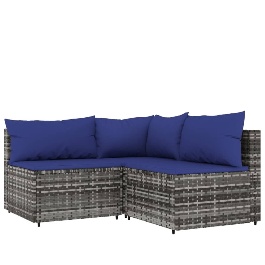 4-delige Loungeset met kussens poly rattan grijs is nu te koop bij PeponiXL, paradijselijk wonen!