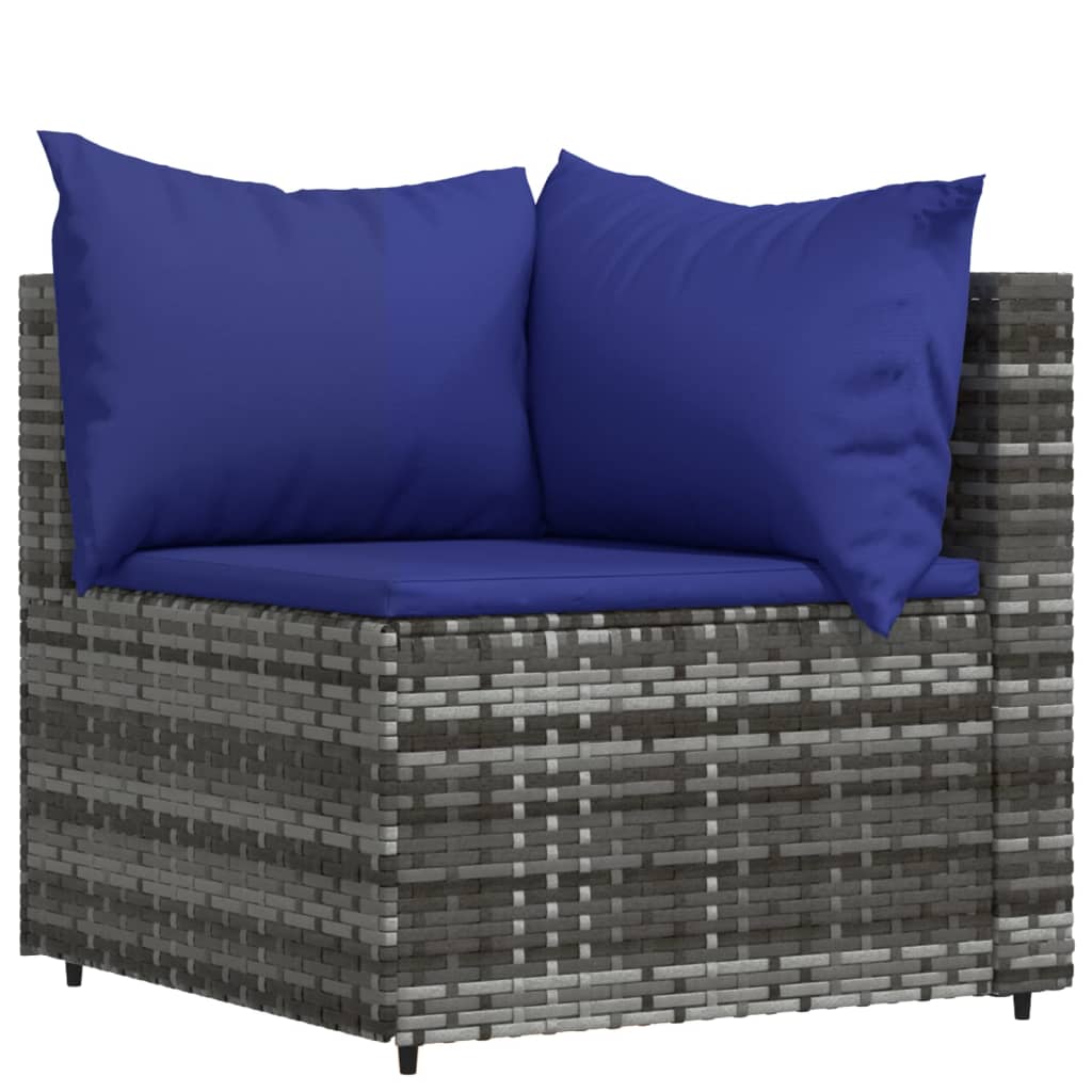 4-delige Loungeset met kussens poly rattan grijs is nu te koop bij PeponiXL, paradijselijk wonen!