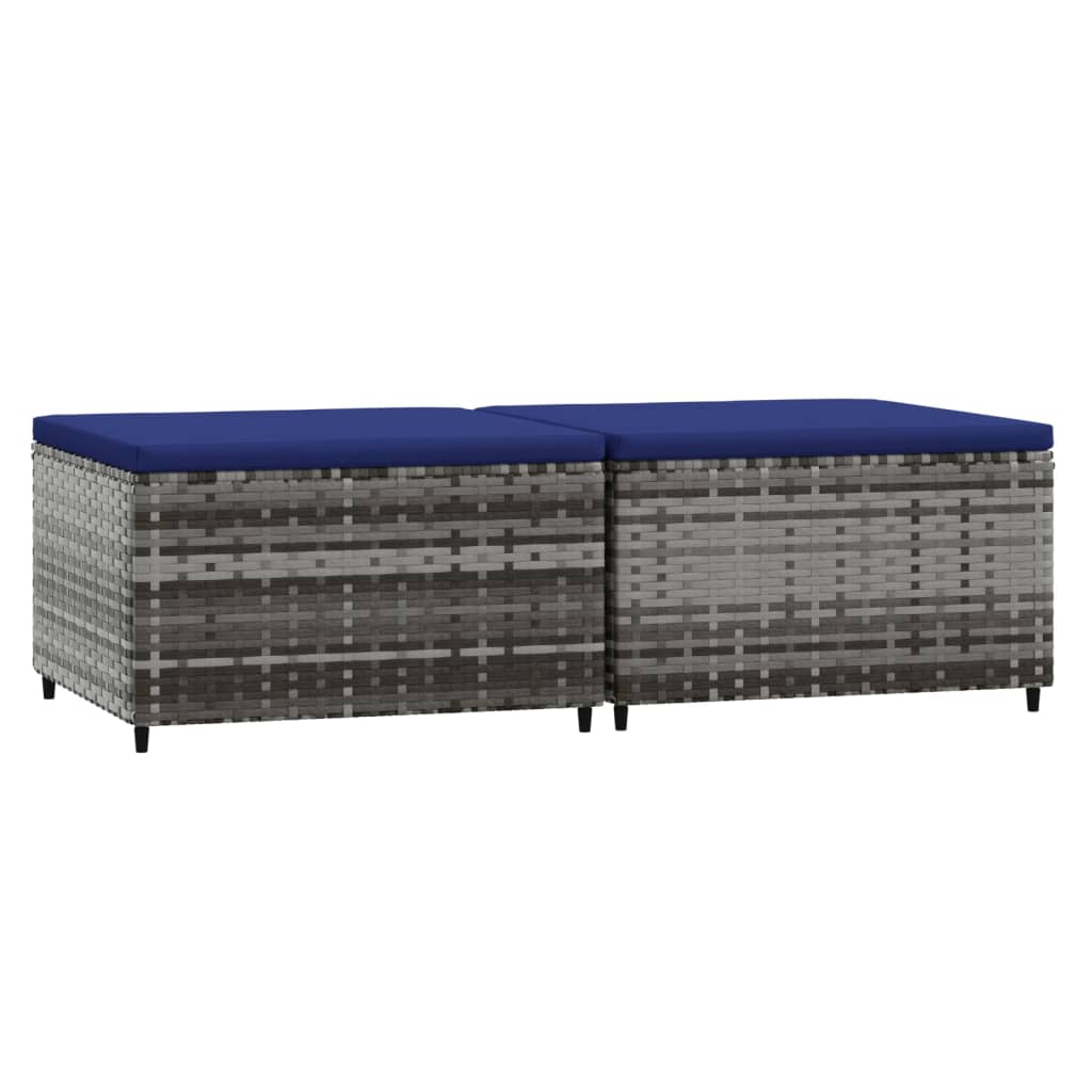 Voetensteunen 2 st met kussens poly rattan grijs is nu te koop bij PeponiXL, paradijselijk wonen!