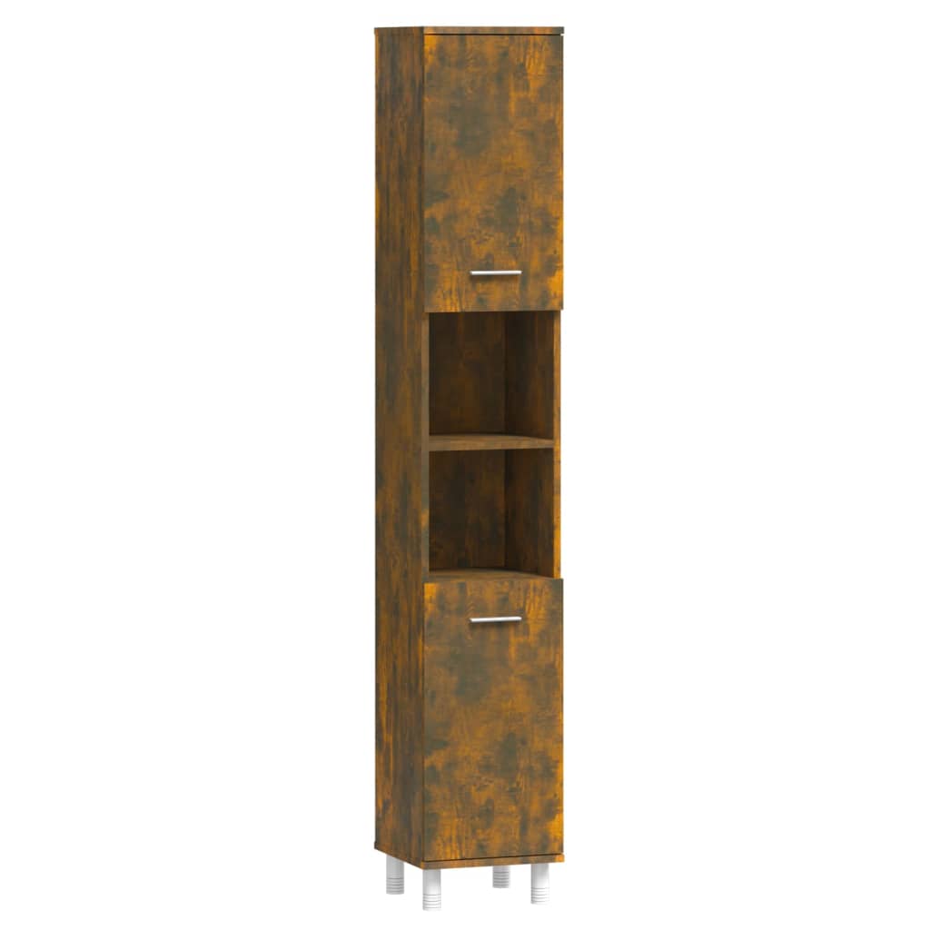 Badkamerkast 30x30x179 cm bewerkt hout gerookt eikenkleurig is nu te koop bij PeponiXL, paradijselijk wonen!