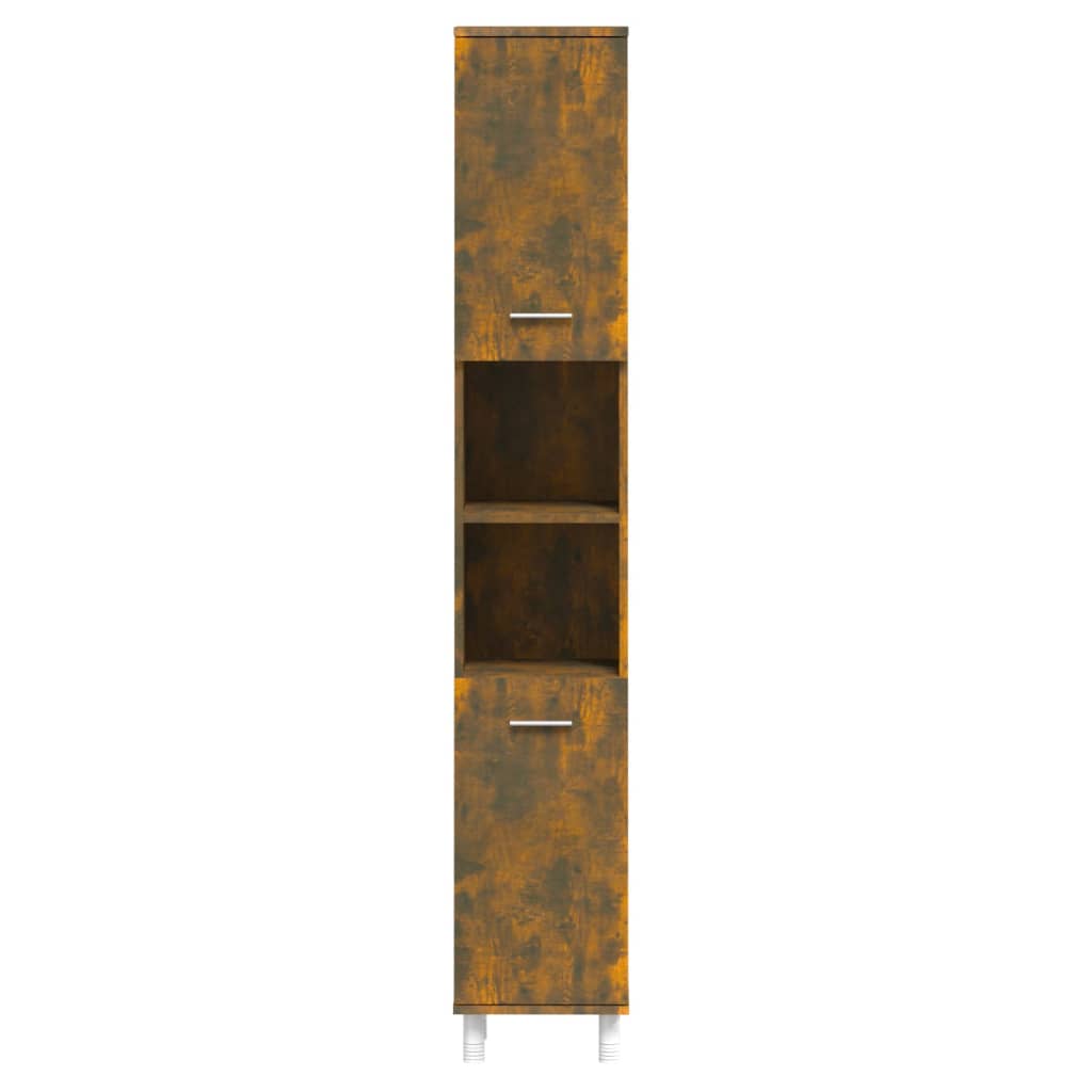 Badkamerkast 30x30x179 cm bewerkt hout gerookt eikenkleurig is nu te koop bij PeponiXL, paradijselijk wonen!