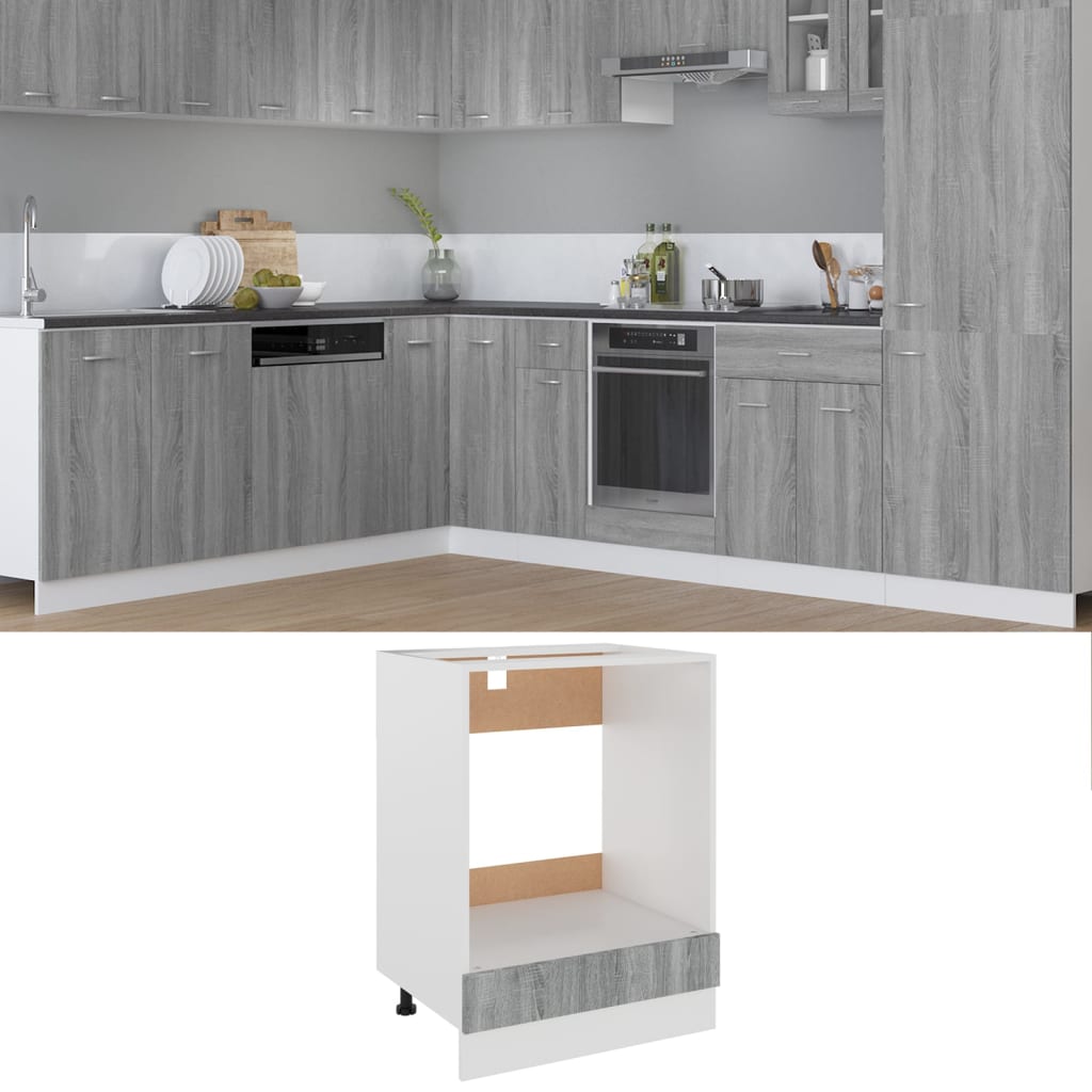 Ovenkast Lyon 60x46x81,5 cm grijs sonoma eikenkleurig is nu te koop bij PeponiXL, paradijselijk wonen!