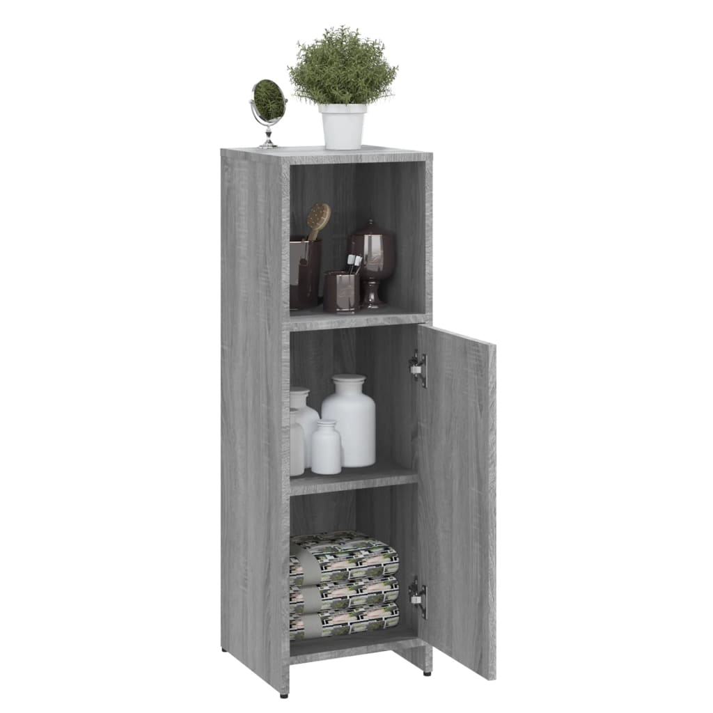 Badkamerkast 30x30x95 cm bewerkt hout grijs sonoma eikenkleurig is nu te koop bij PeponiXL, paradijselijk wonen!