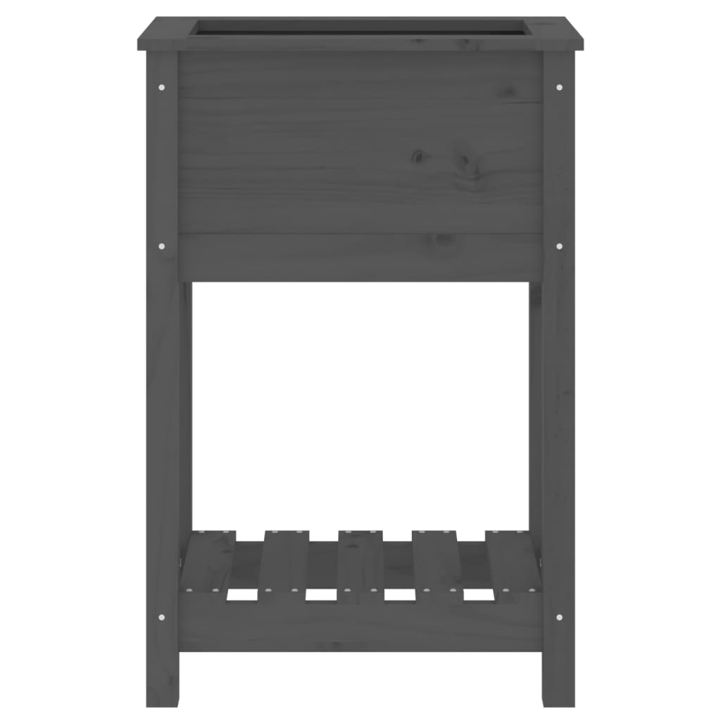 Plantenbak met schap 54x34,5x81 cm massief grenenhout grijs is nu te koop bij PeponiXL, paradijselijk wonen!