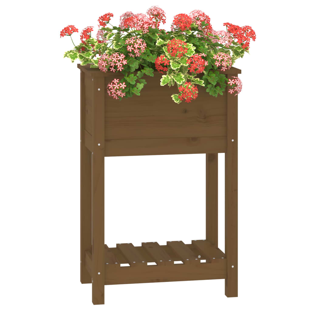 Plantenbak met schap 54x34,5x81 cm grenenhout honingbruin is nu te koop bij PeponiXL, paradijselijk wonen!
