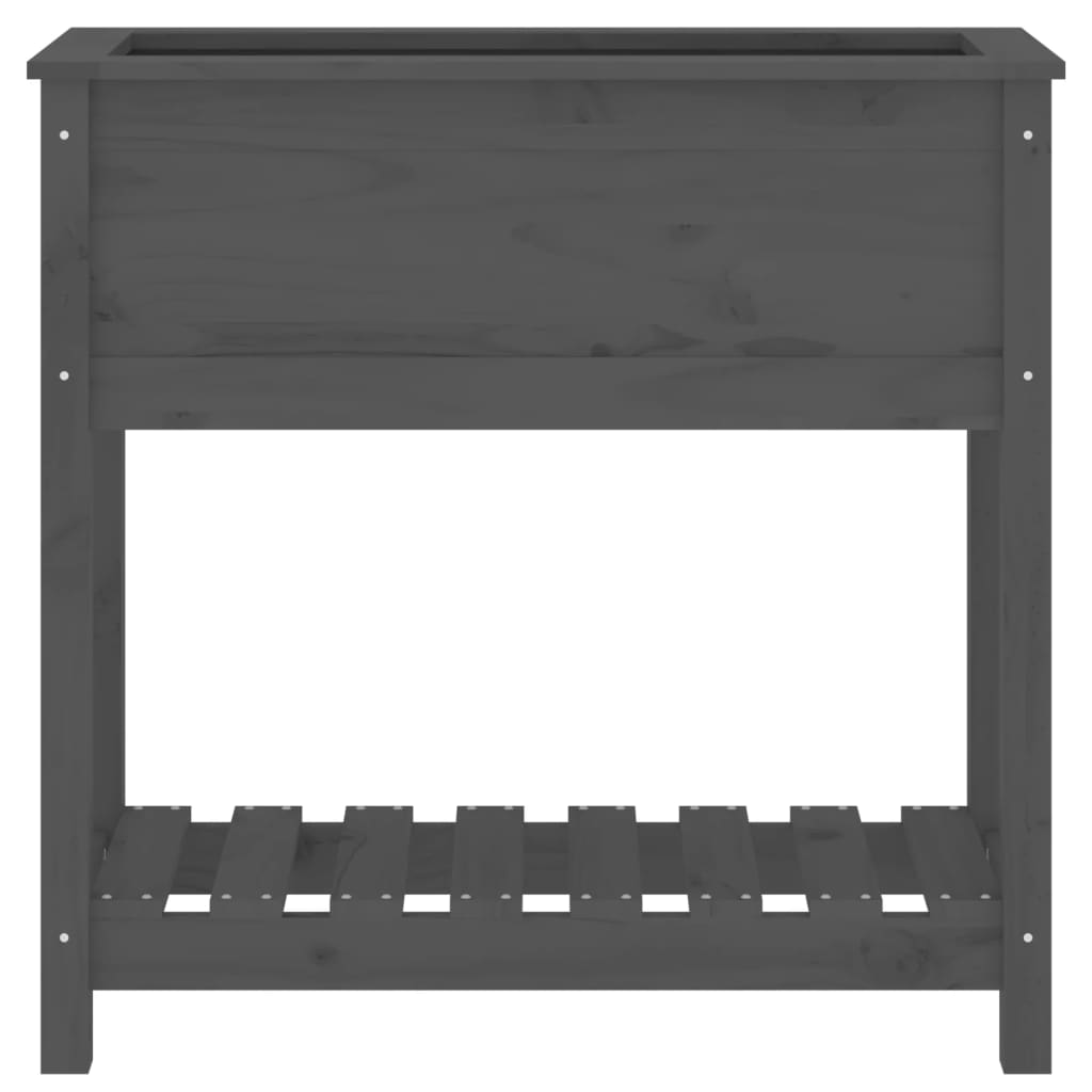 Plantenbak met schap 82,5x34,5x81 cm massief grenenhout grijs is nu te koop bij PeponiXL, paradijselijk wonen!