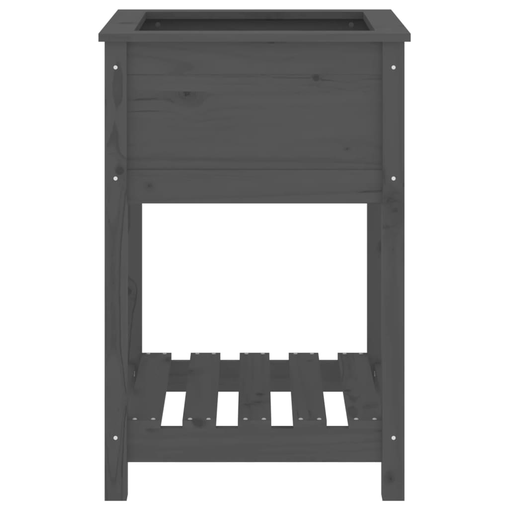 Plantenbak met schap 54x54x81 cm massief grenenhout grijs is nu te koop bij PeponiXL, paradijselijk wonen!
