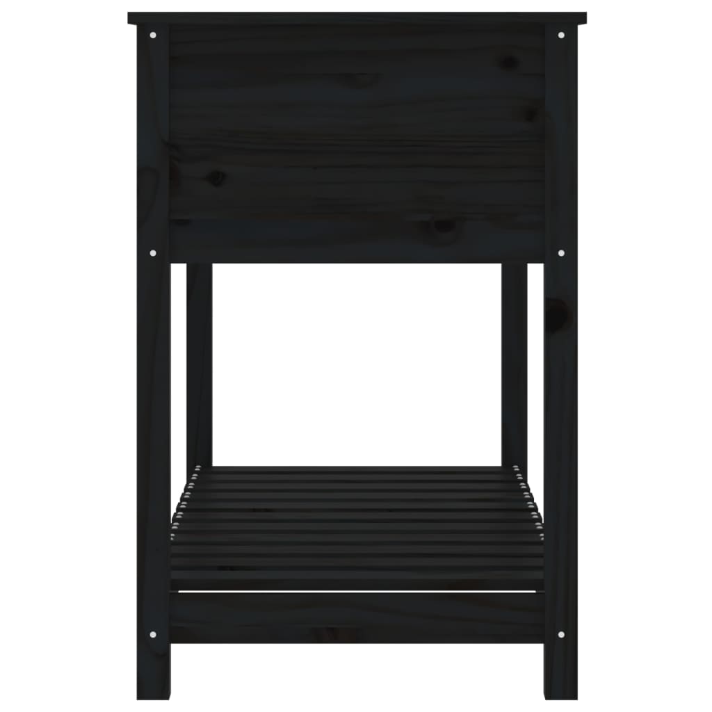 Plantenbak met schap 111,5x54x81 cm massief grenenhout zwart is nu te koop bij PeponiXL, paradijselijk wonen!