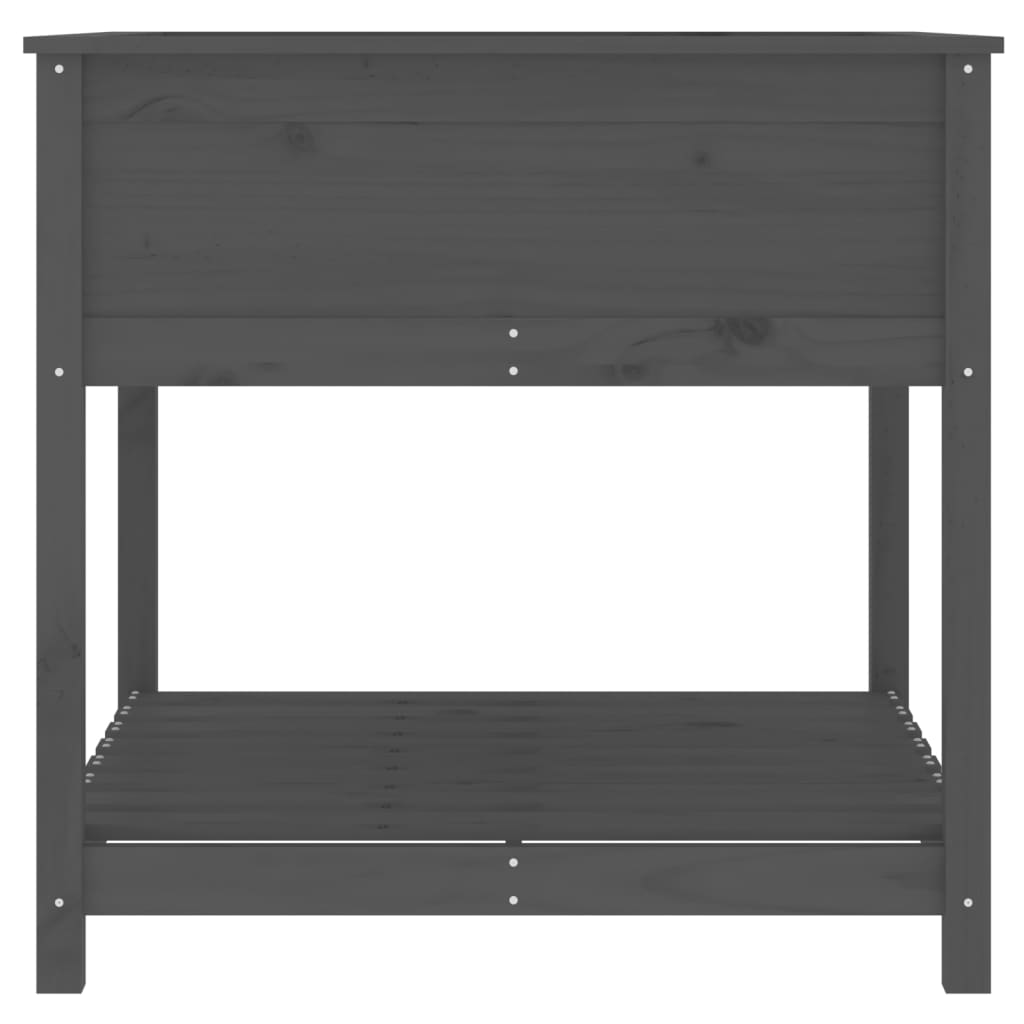 Plantenbak met schap 82,5x82,5x81 cm massief grenenhout grijs is nu te koop bij PeponiXL, paradijselijk wonen!