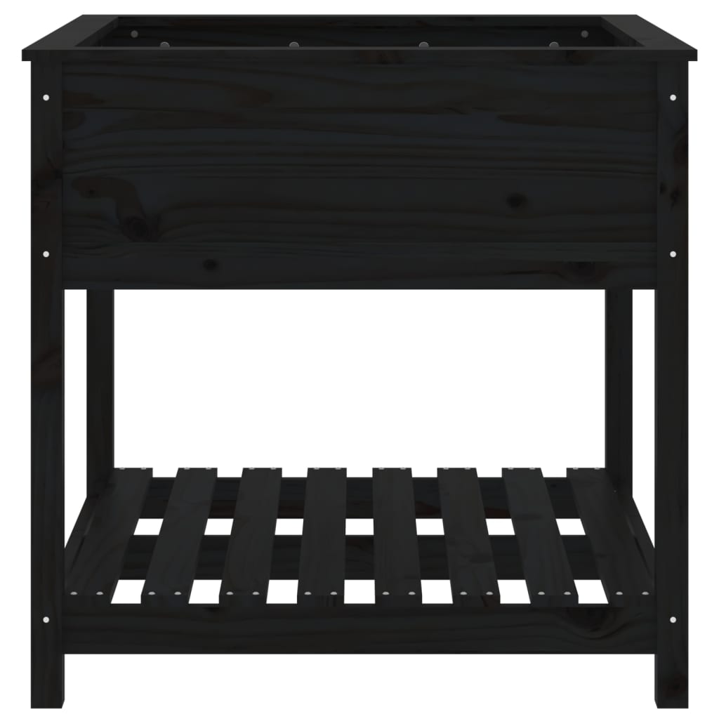 Plantenbak met schap 82,5x82,5x81 cm massief grenenhout zwart is nu te koop bij PeponiXL, paradijselijk wonen!