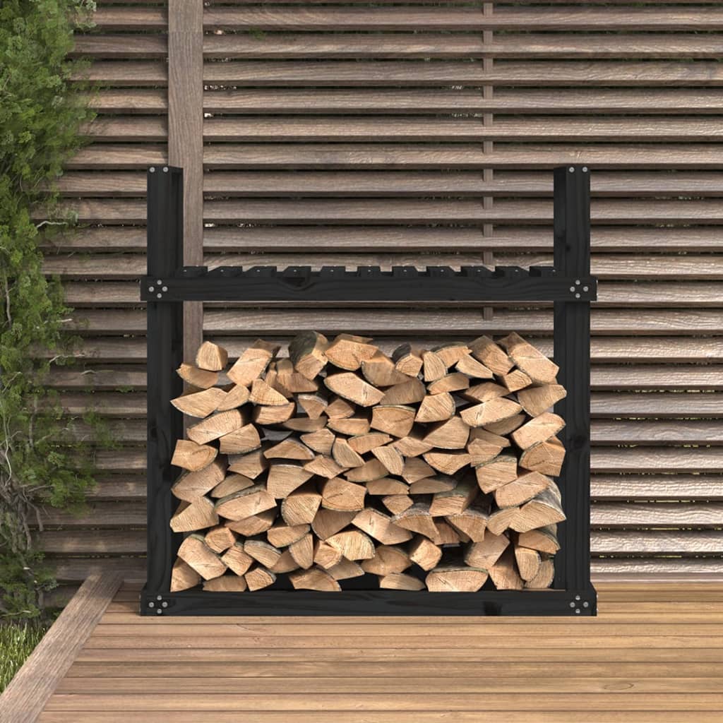 Haardhoutrek 110x35x108,5 cm massief grenenhout zwart is nu te koop bij PeponiXL, paradijselijk wonen!