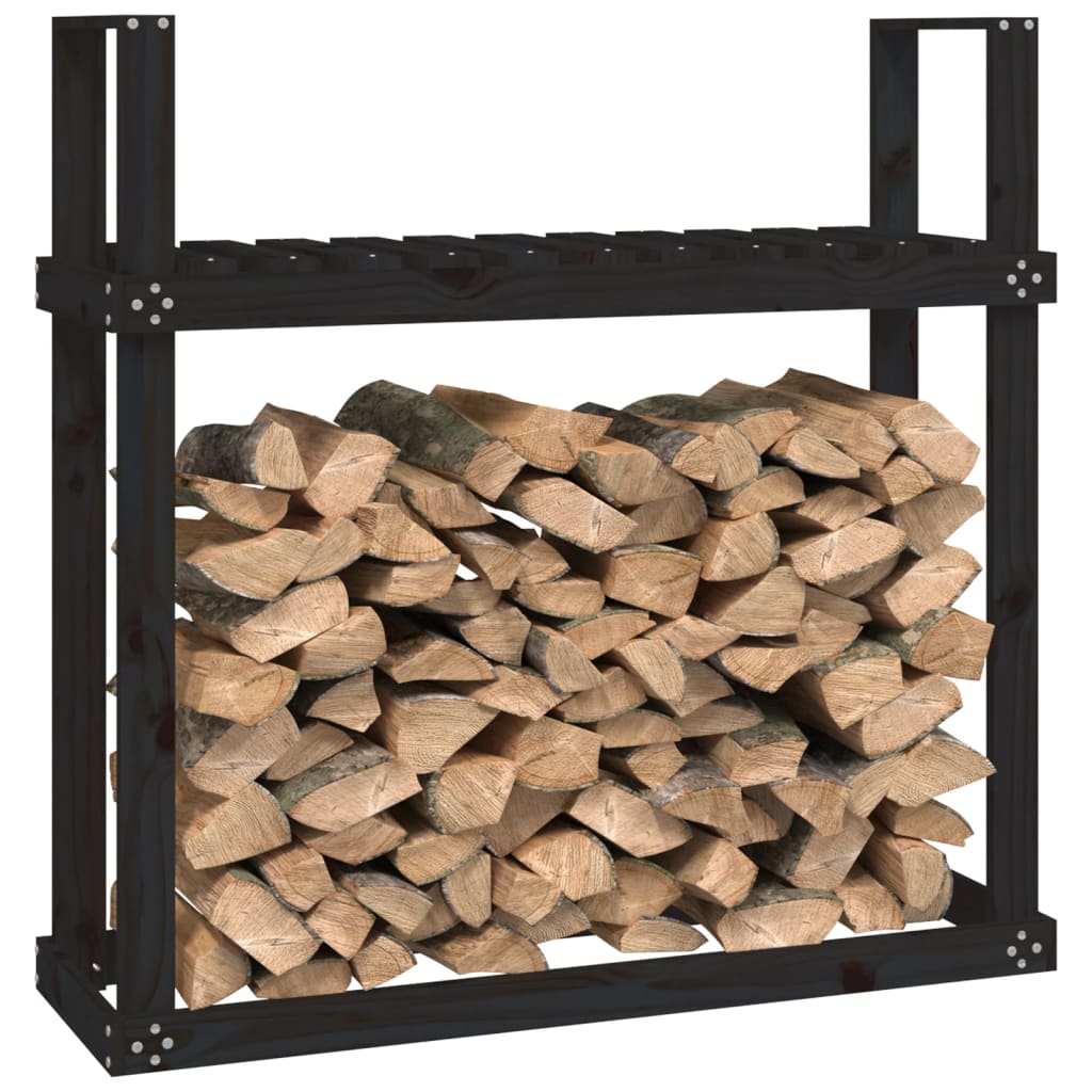 Haardhoutrek 110x35x108,5 cm massief grenenhout zwart is nu te koop bij PeponiXL, paradijselijk wonen!