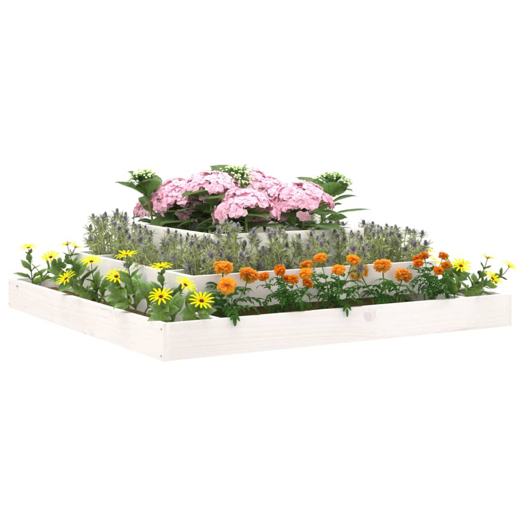 Plantenbak 110x110x27 cm massief grenenhout wit is nu te koop bij PeponiXL, paradijselijk wonen!