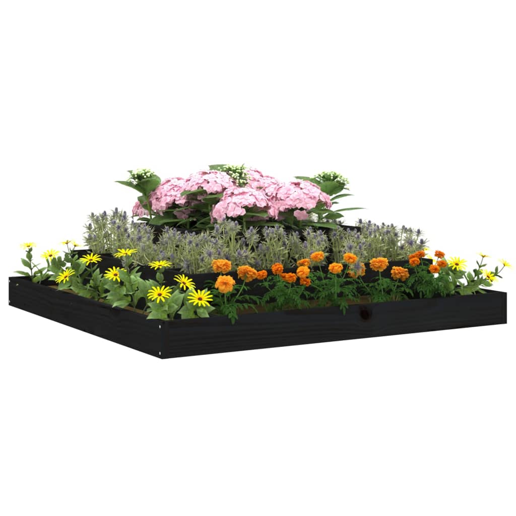 Plantenbak 110x110x27 cm massief grenenhout zwart is nu te koop bij PeponiXL, paradijselijk wonen!