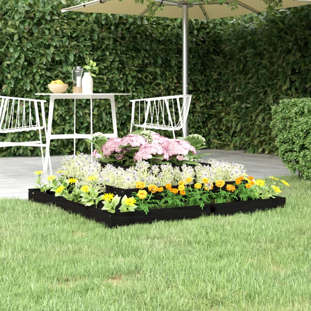 Plantenbak 110x110x27 cm massief grenenhout zwart is nu te koop bij PeponiXL, paradijselijk wonen!
