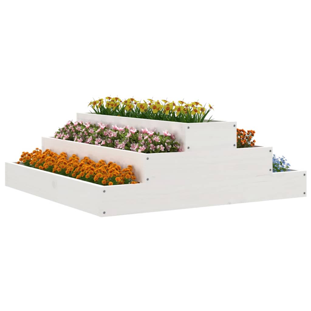 Plantenbak 80x80x27 cm massief grenenhout wit is nu te koop bij PeponiXL, paradijselijk wonen!