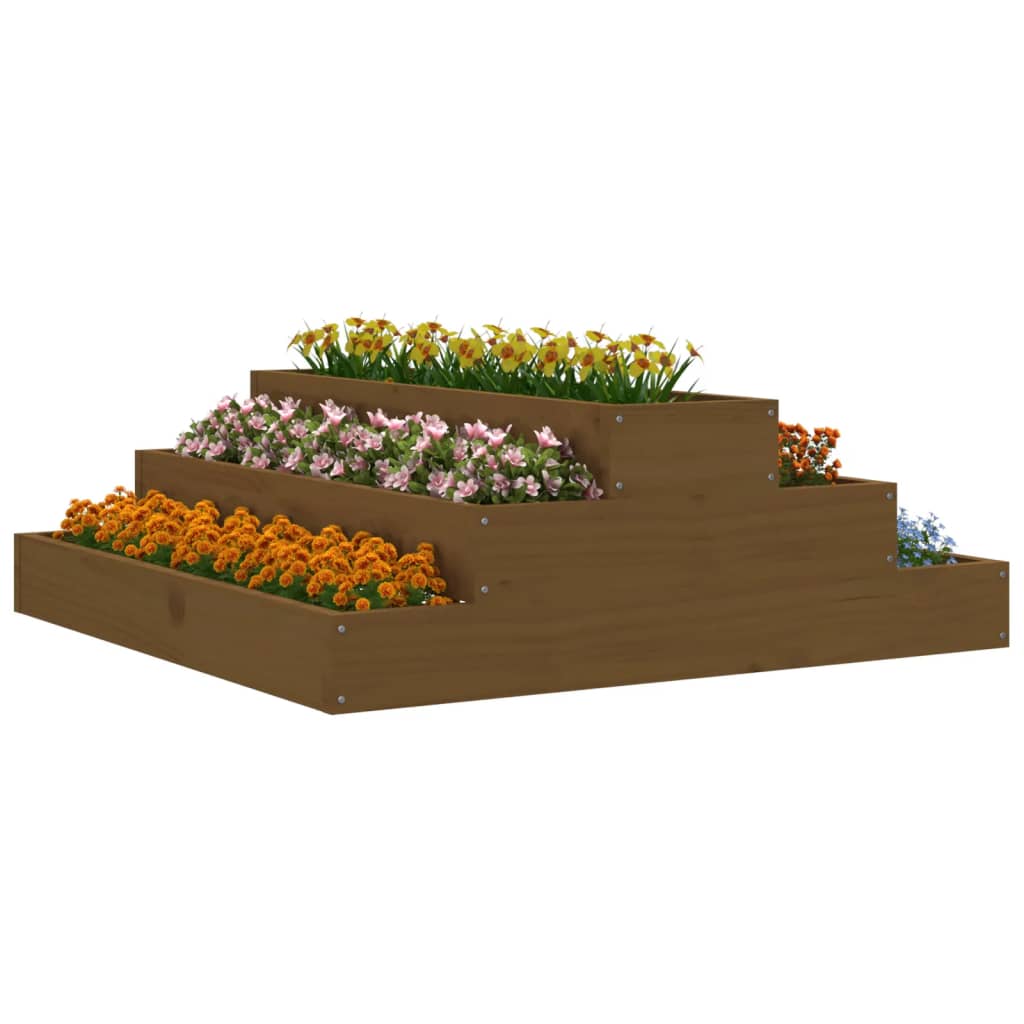 Plantenbak 80x80x27 cm massief grenenhout honingbruin is nu te koop bij PeponiXL, paradijselijk wonen!