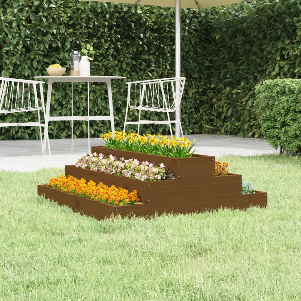 Plantenbak 80x80x27 cm massief grenenhout honingbruin is nu te koop bij PeponiXL, paradijselijk wonen!