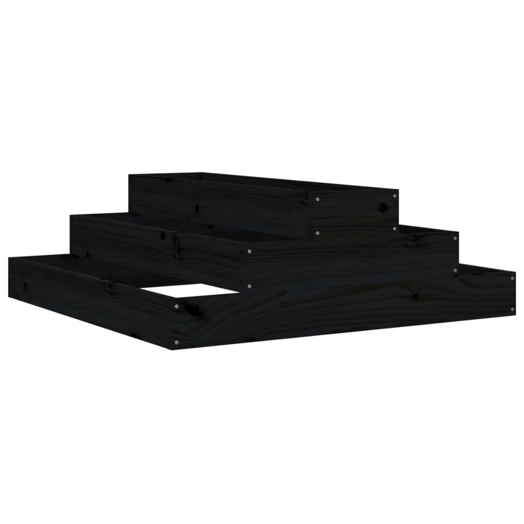 Plantenbak 80x80x27 cm massief grenenhout zwart is nu te koop bij PeponiXL, paradijselijk wonen!