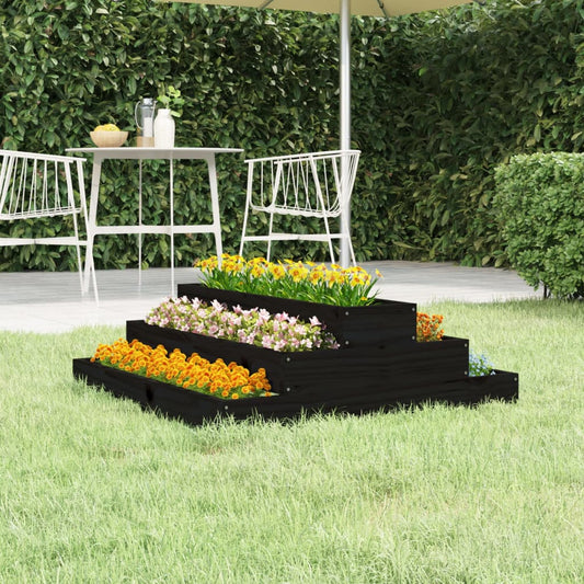 Plantenbak 80x80x27 cm massief grenenhout zwart is nu te koop bij PeponiXL, paradijselijk wonen!