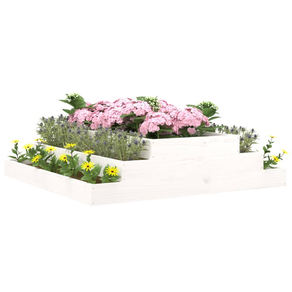 Plantenbak 110x110x27 cm massief grenenhout wit is nu te koop bij PeponiXL, paradijselijk wonen!