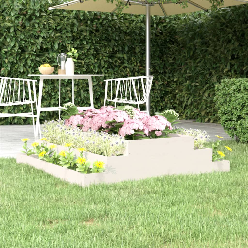 Plantenbak 110x110x27 cm massief grenenhout wit is nu te koop bij PeponiXL, paradijselijk wonen!