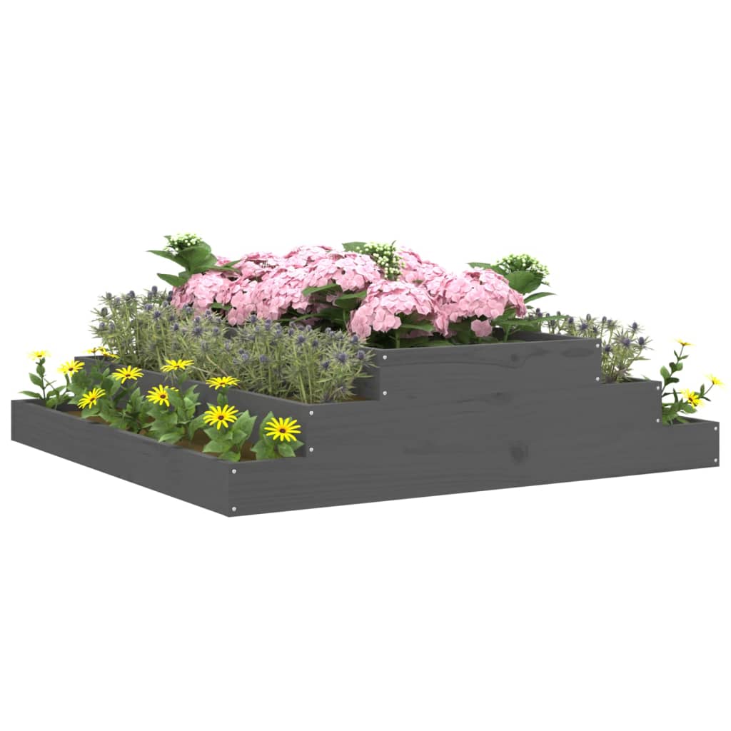 Plantenbak 110x110x27 cm massief grenenhout grijs is nu te koop bij PeponiXL, paradijselijk wonen!
