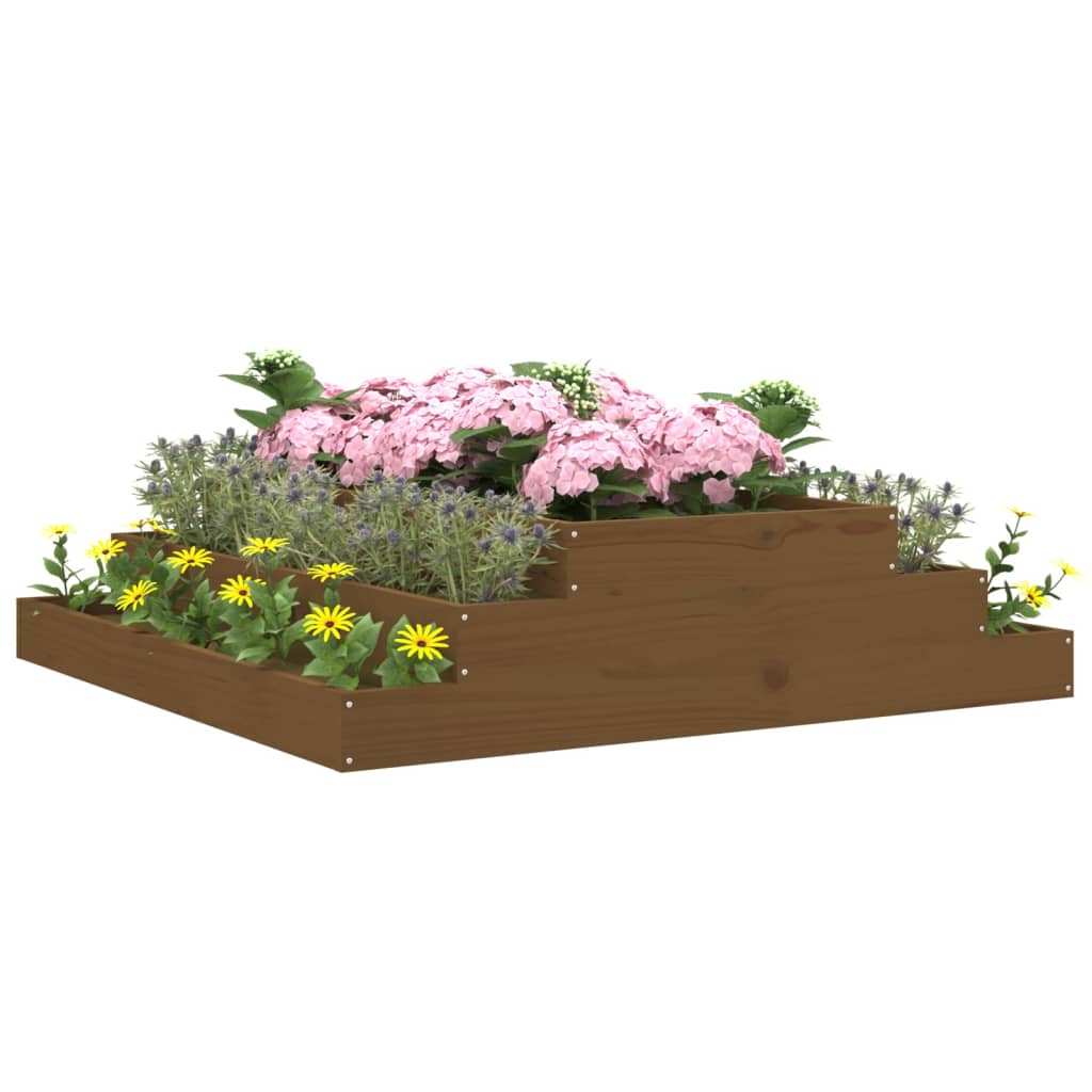 Plantenbak 110x110x27 cm massief grenenhout honingbruin is nu te koop bij PeponiXL, paradijselijk wonen!