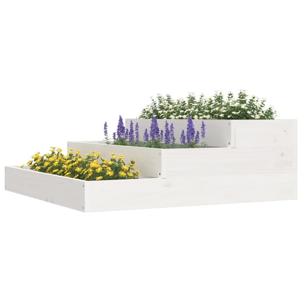Plantenbak 78x78x27 cm massief grenenhout wit is nu te koop bij PeponiXL, paradijselijk wonen!