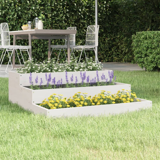 Plantenbak 78x78x27 cm massief grenenhout wit is nu te koop bij PeponiXL, paradijselijk wonen!