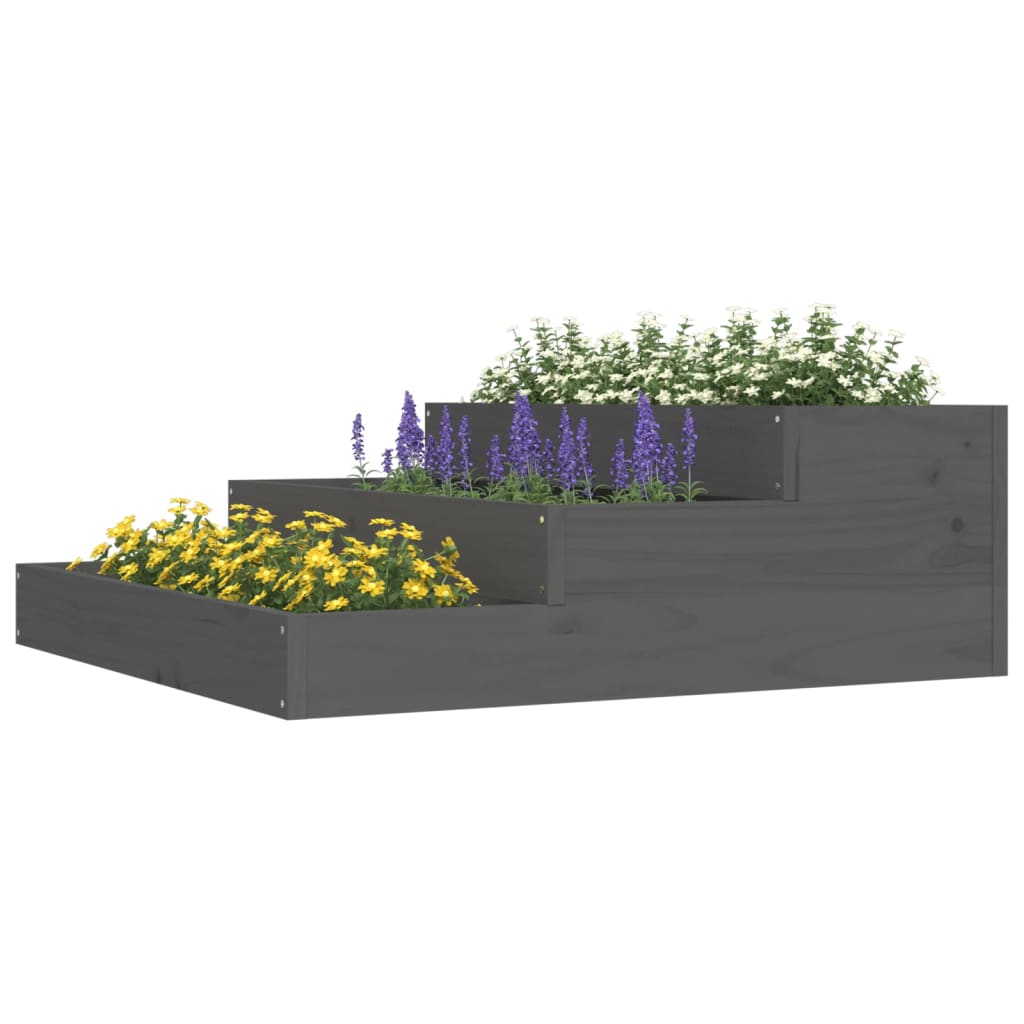 Plantenbak 78x78x27 cm massief grenenhout grijs is nu te koop bij PeponiXL, paradijselijk wonen!