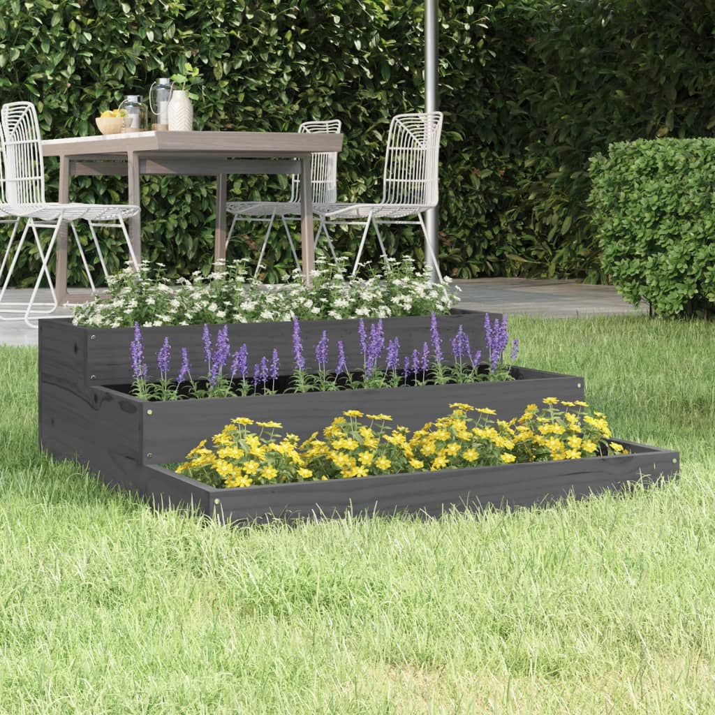 Plantenbak 78x78x27 cm massief grenenhout grijs is nu te koop bij PeponiXL, paradijselijk wonen!