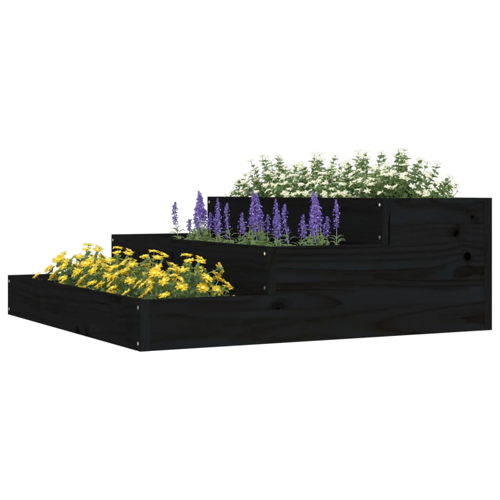 Plantenbak 78x78x27 cm massief grenenhout zwart is nu te koop bij PeponiXL, paradijselijk wonen!