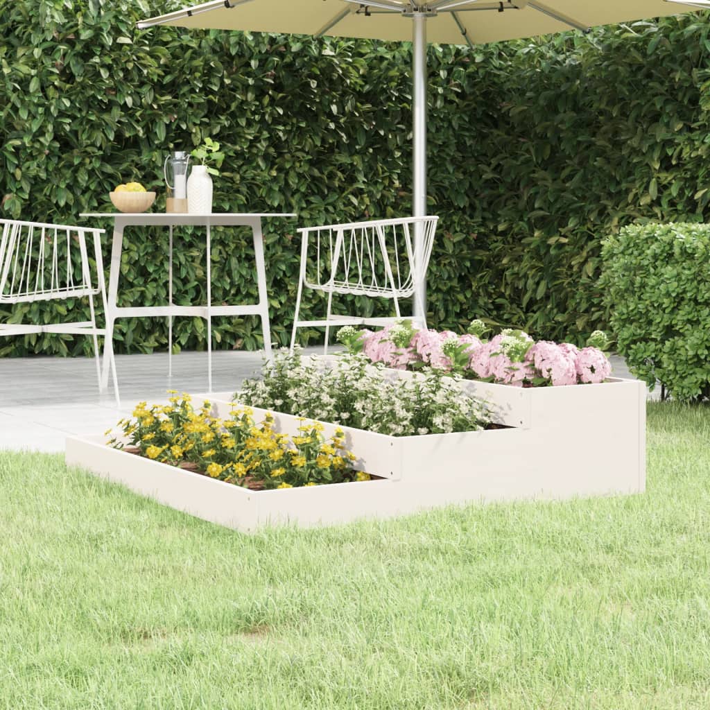 Plantenbak 107x107x27 cm massief grenenhout wit is nu te koop bij PeponiXL, paradijselijk wonen!