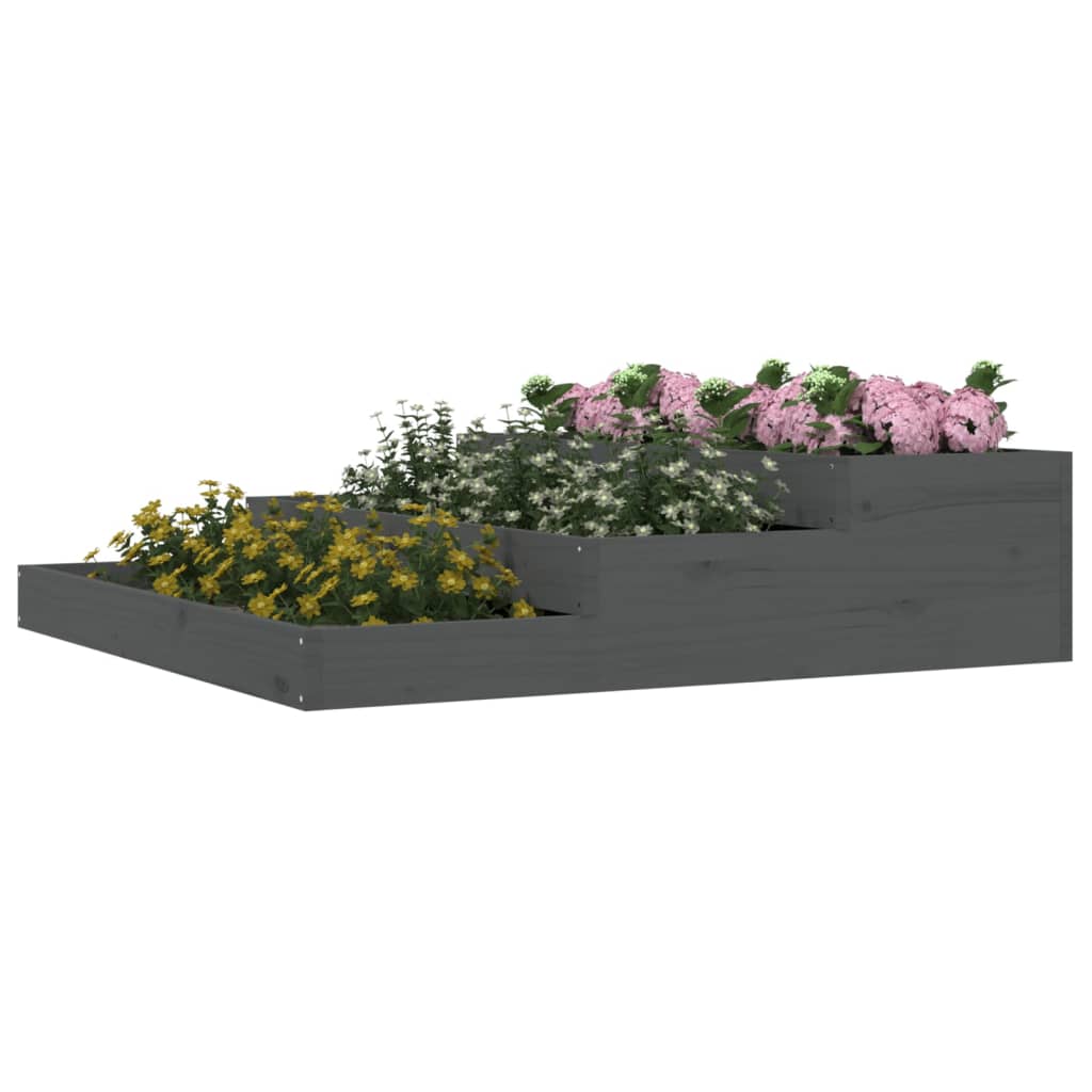 Plantenbak 107x107x27 cm massief grenenhout grijs is nu te koop bij PeponiXL, paradijselijk wonen!
